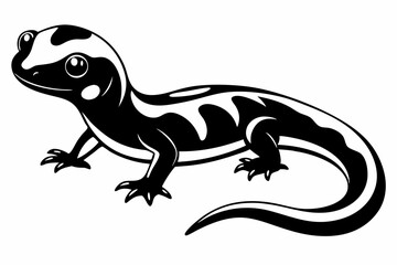 salamander silhouette line art vector illustration