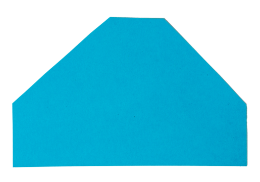 Isolated cian polygon made of matte paper on white background