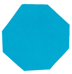 Isolated cian polygon made of matte paper on white background