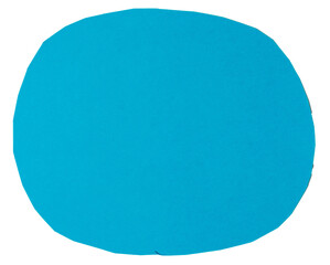 Isolated cian oval made of matte paper on white background