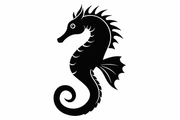 Fototapeta premium seahorse silhouette line art vector illustration