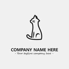 Cat illustration black and white for logo company vector image