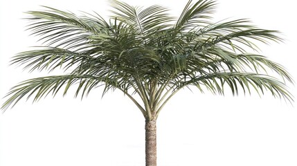 Obraz premium Isolated palm tree, light green foliage, slender trunk