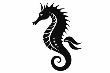 seahorse silhouette line art vector illustration