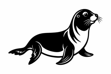 seal silhouette line art vector illustration