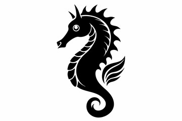 seahorse silhouette line art vector illustration