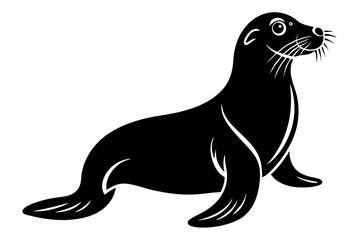 seal silhouette line art vector illustration