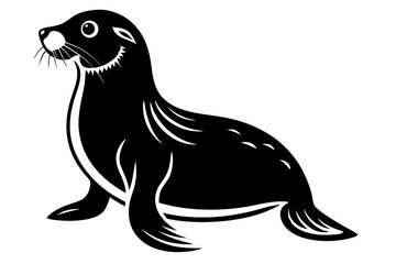 seal silhouette line art vector illustration
