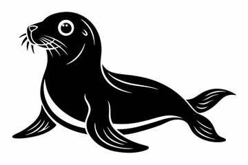 seal silhouette line art vector illustration