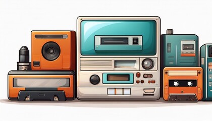 Fototapeta premium radio and music system on white background 