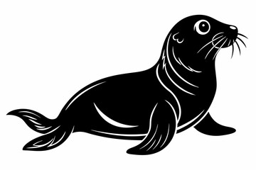 seal silhouette line art vector illustration
