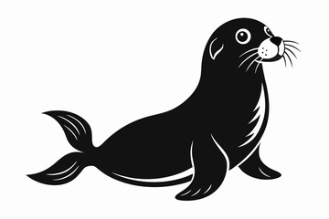 seal silhouette line art vector illustration