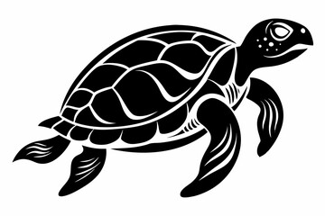 Fototapeta premium sea turtle silhouette line art vector illustration