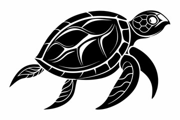 sea turtle silhouette line art vector illustration