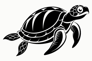 sea turtle silhouette line art vector illustration