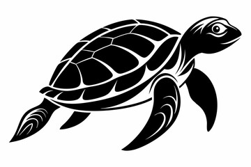 sea turtle silhouette line art vector illustration