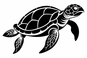 sea turtle silhouette line art vector illustration