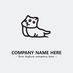 Cat illustration black and white for logo company vector image