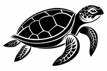 Fototapeta premium sea turtle silhouette line art vector illustration