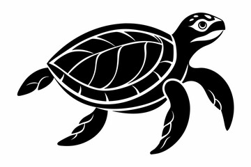 sea turtle silhouette line art vector illustration