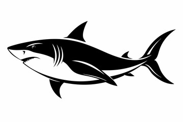shark silhouette line art vector illustration