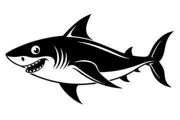 shark silhouette line art vector illustration