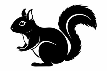 squirrel silhouette line art vector illustration