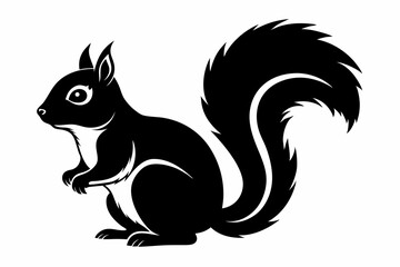 squirrel silhouette line art vector illustration