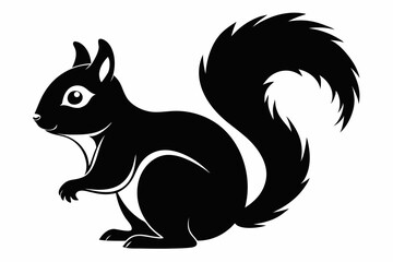 squirrel silhouette line art vector illustration