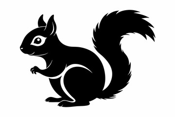 squirrel silhouette line art vector illustration
