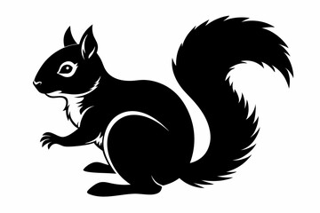 squirrel silhouette line art vector illustration