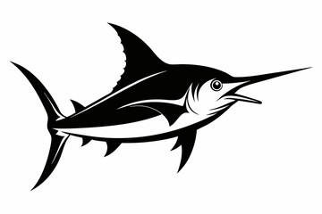 swordfish silhouette line art vector illustration