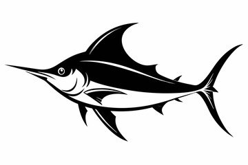 swordfish silhouette line art vector illustration