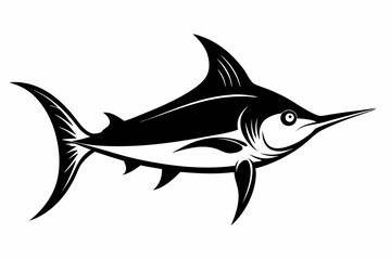 swordfish silhouette line art vector illustration