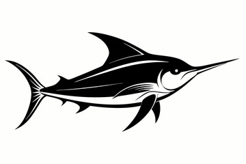 swordfish silhouette line art vector illustration