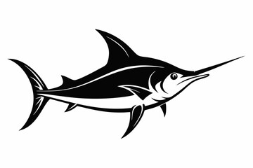 swordfish silhouette line art vector illustration