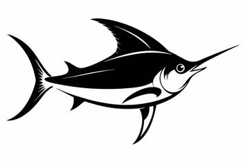 swordfish silhouette line art vector illustration
