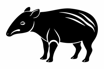 tapir silhouette line art vector illustration