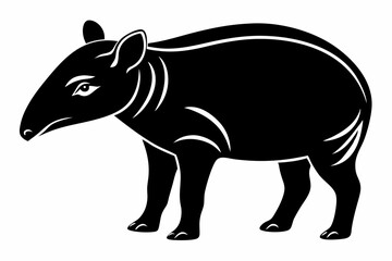 tapir silhouette line art vector illustration