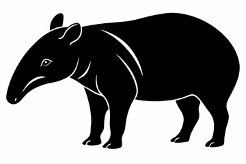 tapir silhouette line art vector illustration