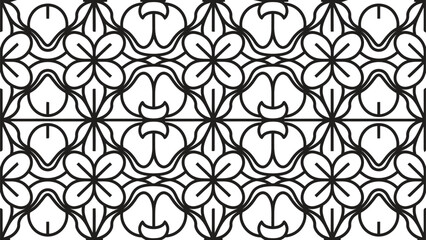Seamless Geometric Floral Pattern – Black Line Art Abstract Background