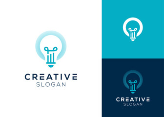 Modern light bulb with financial diagram abstract logo design