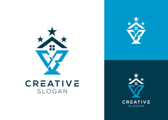 Letter C and B or CB with star, house and award logo design