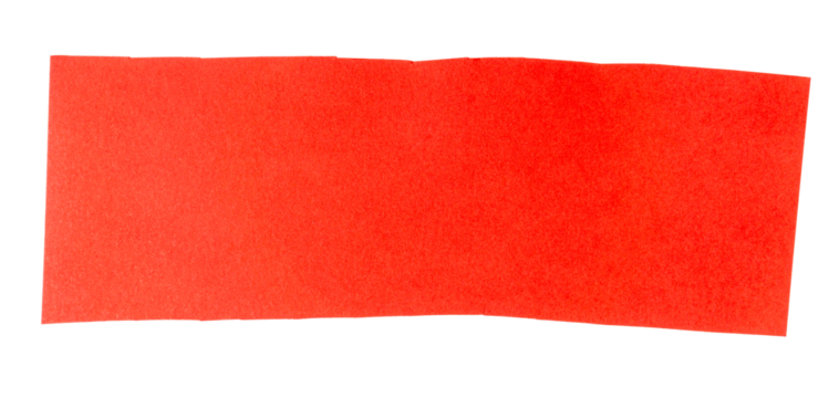 Red matte paper stripe on white background