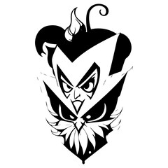 Abstract Composition of Jester and Owl Totem Design