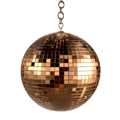 Obraz premium Disco ball hanging on a chain, isolated on a transparent background