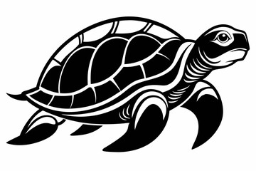 turtle silhouette line art vector illustration