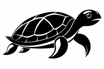 turtle silhouette line art vector illustration