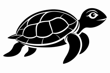 turtle silhouette line art vector illustration