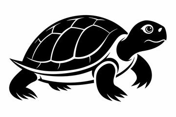turtle silhouette line art vector illustration